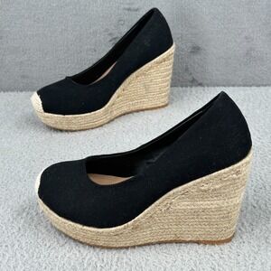 Torrid Womens 8WW‎ Black Canvas Closed Toe Espadrille Wedge Platform Heels